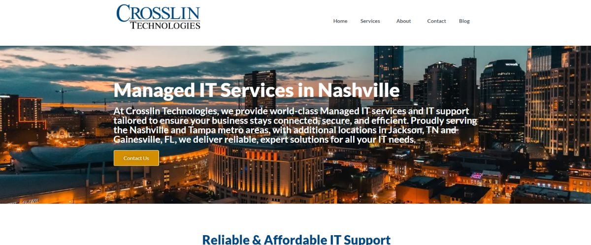 Crosslin Technologies managed IT for financial firms in Nashville, homepage
