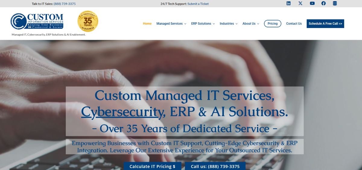CustomIS manufacturing IT support San Antonio homepage
