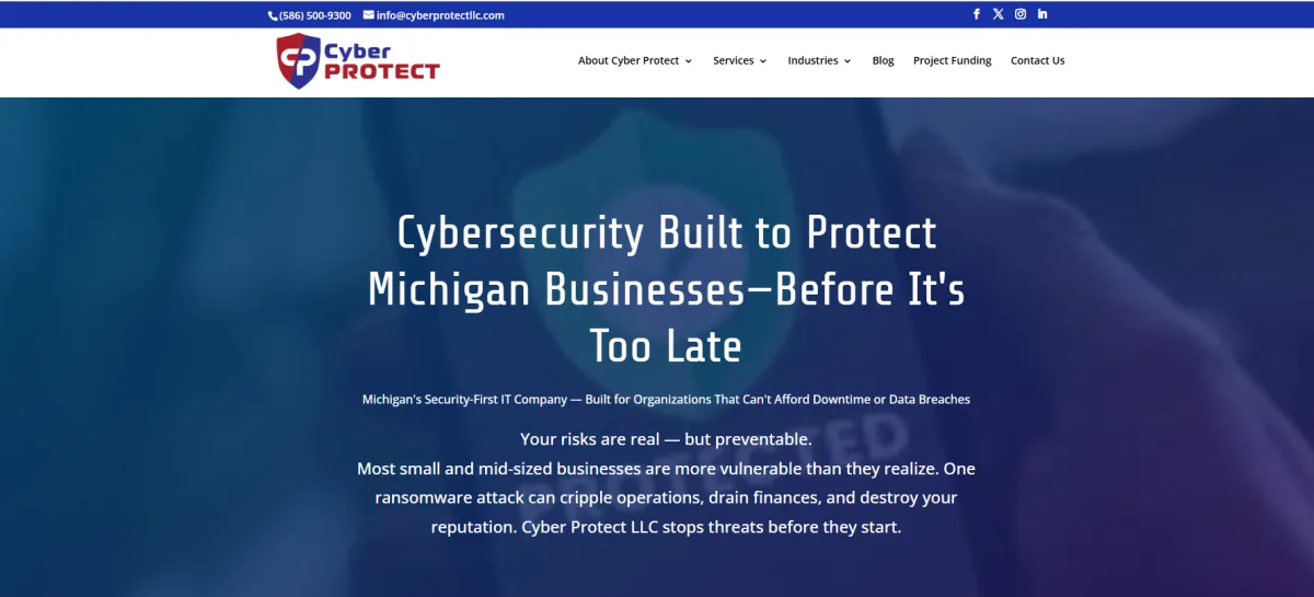 Cyber Protect LLC Michigan healthcare cybersecurity homepage