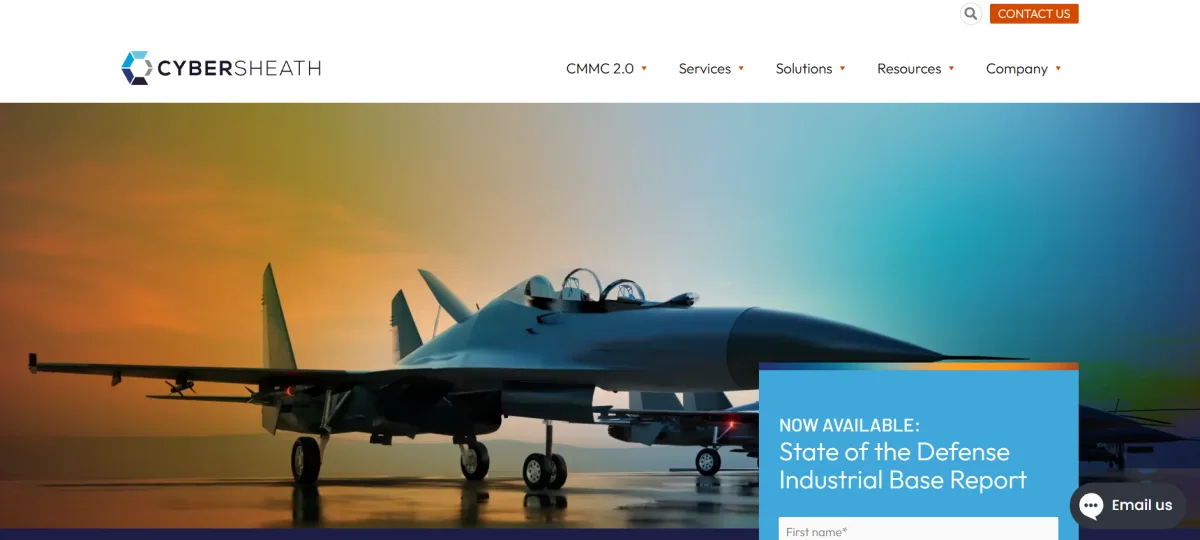 CyberSheath CMMC managed services for the Defense Industrial Base homepage