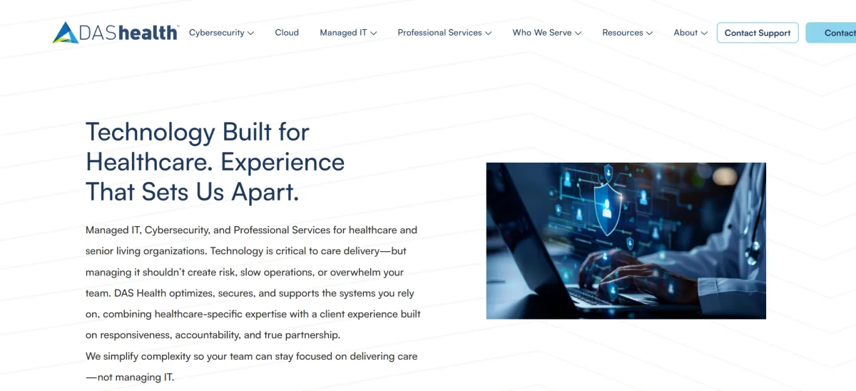 DAS Health healthcare managed IT services in Tampa homepage