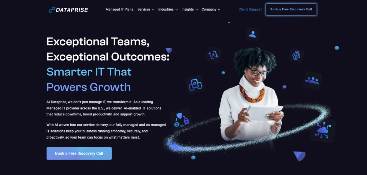 Dataprise managed IT services for insurance companies homepage