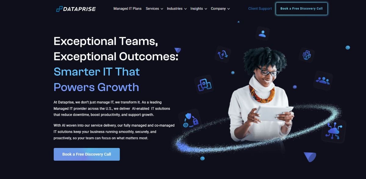 Dataprise managed IT services for financial firms in Nashville, homepage