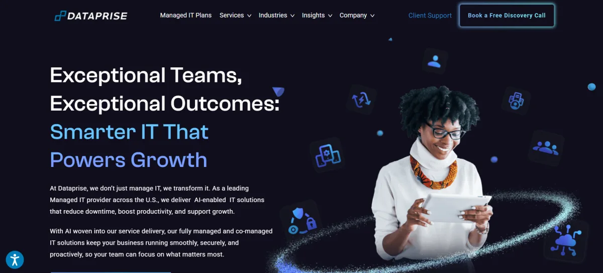 Dataprise managed IT services Washington DC healthcare homepage