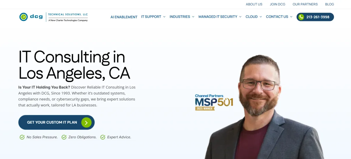 DCG Technical Solutions homepage - managed IT for Downtown Los Angeles real estate firms