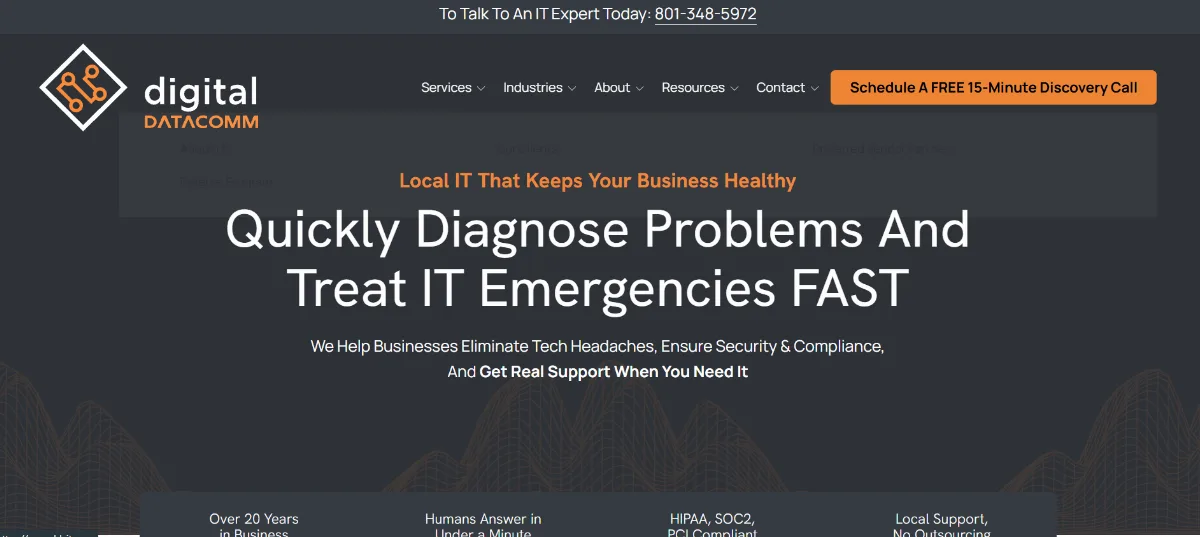 Digital DataComm CMMC Level 2 MSSP for defense contractors Orem Utah — homepage