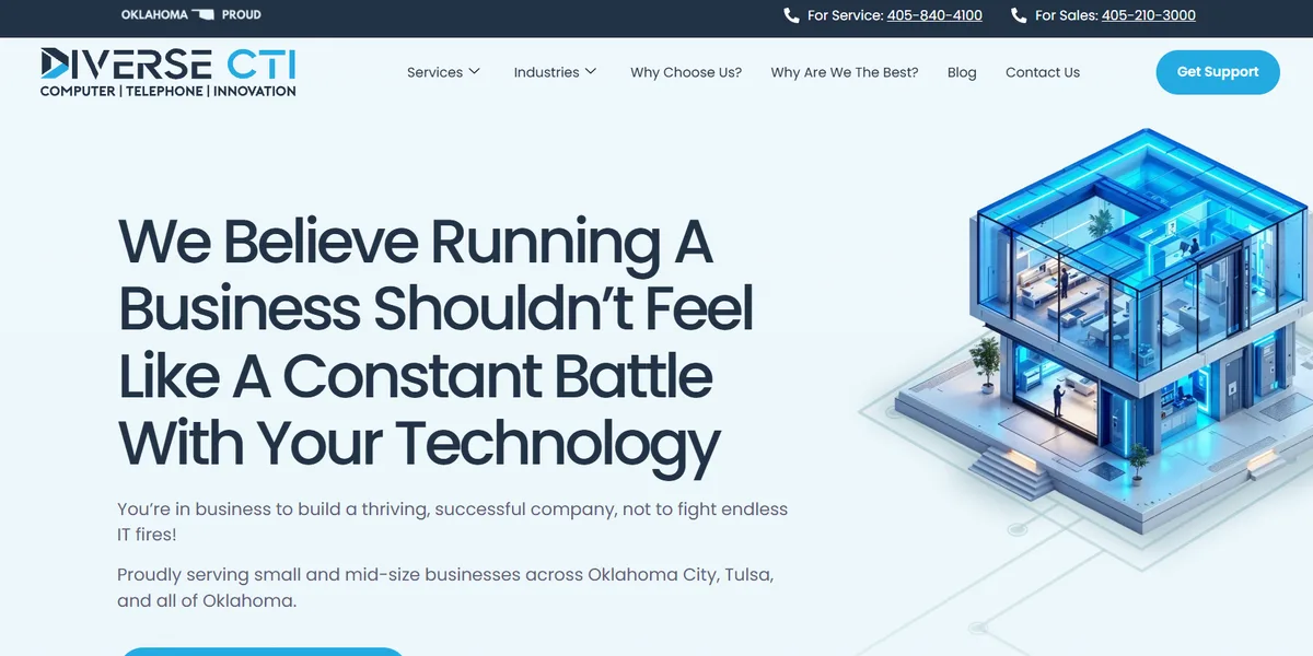 Diverse CTI healthcare IT and HIPAA compliance Oklahoma City homepage