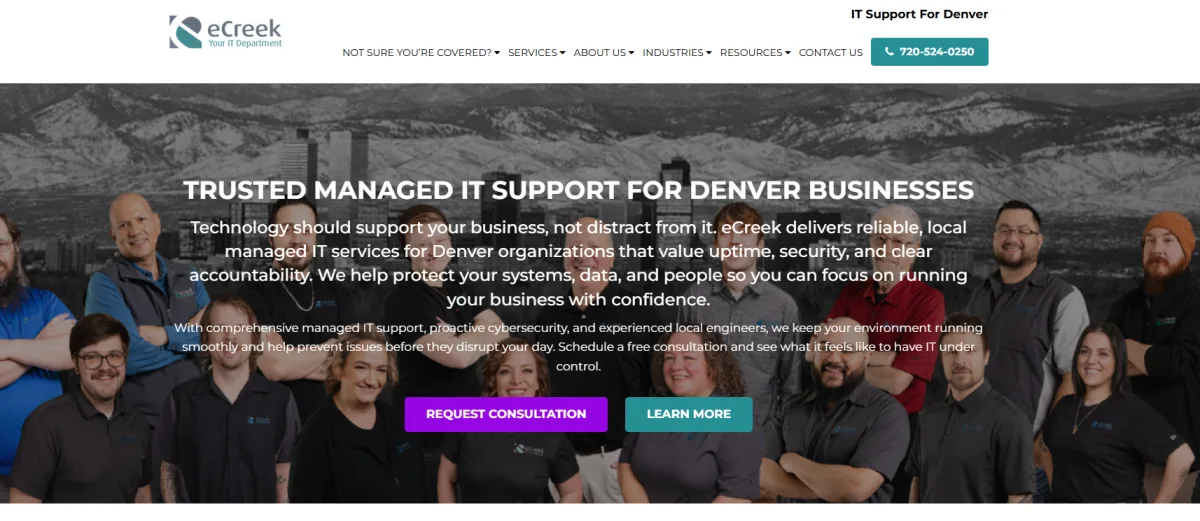 eCreek IT Solutions energy IT support Denver — homepage