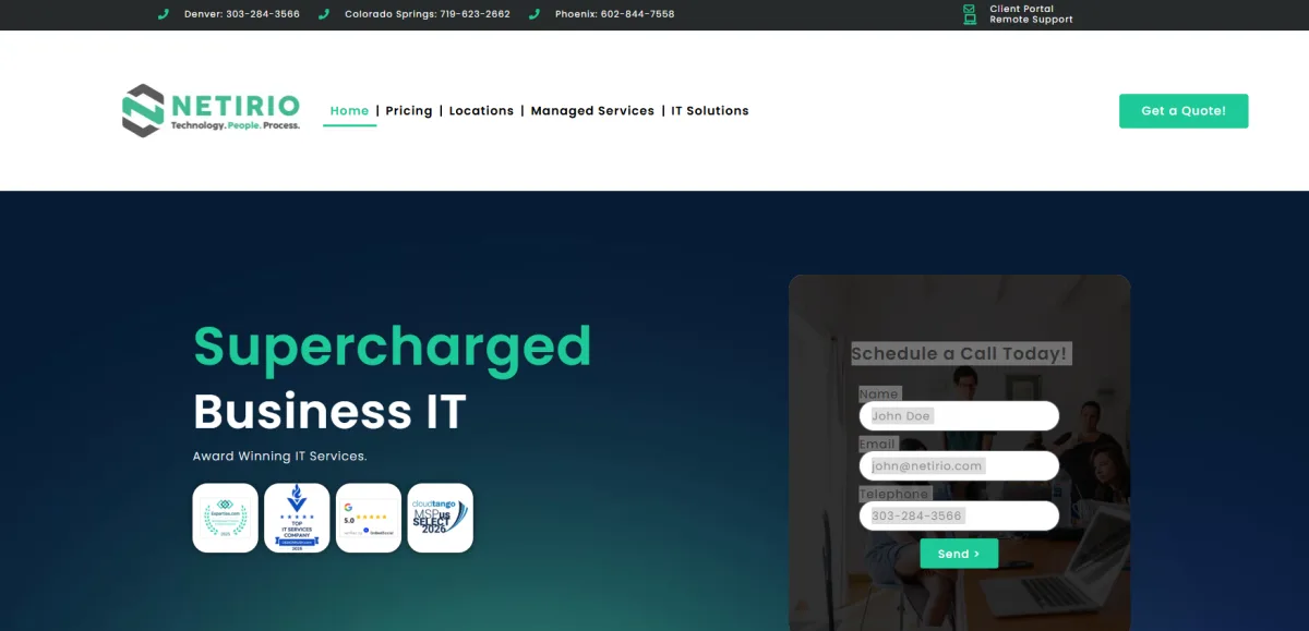 Netirio managed IT services Denver energy — homepage