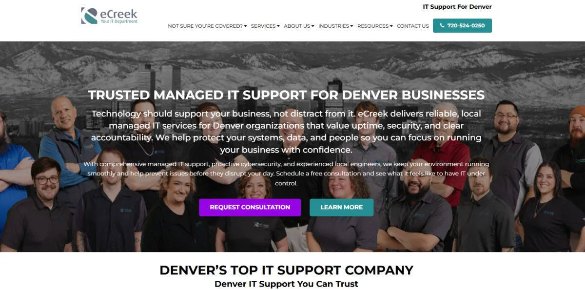 eCreek IT local managed services Denver — homepage