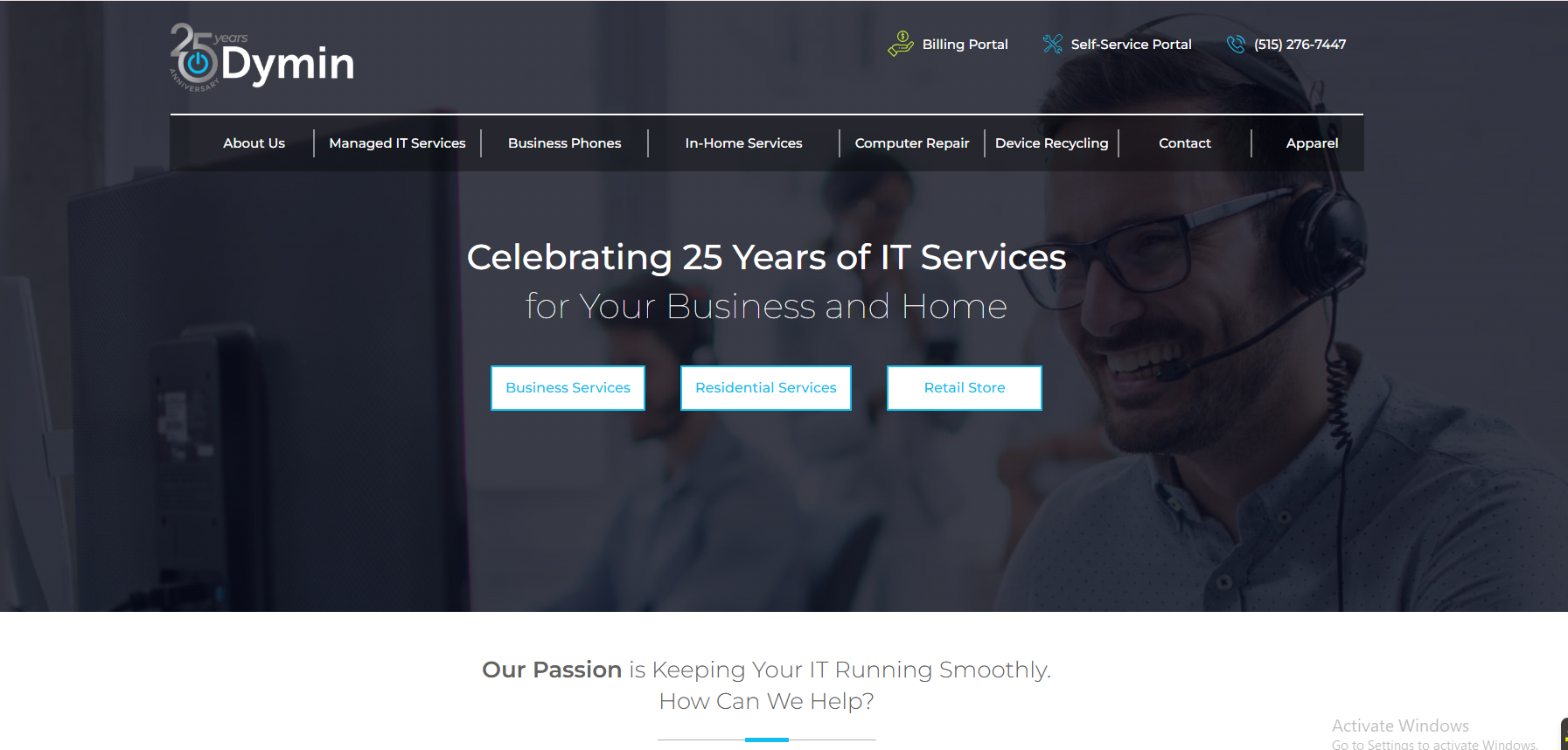 Dymin Systems managed IT services in Des Moines IA — homepage