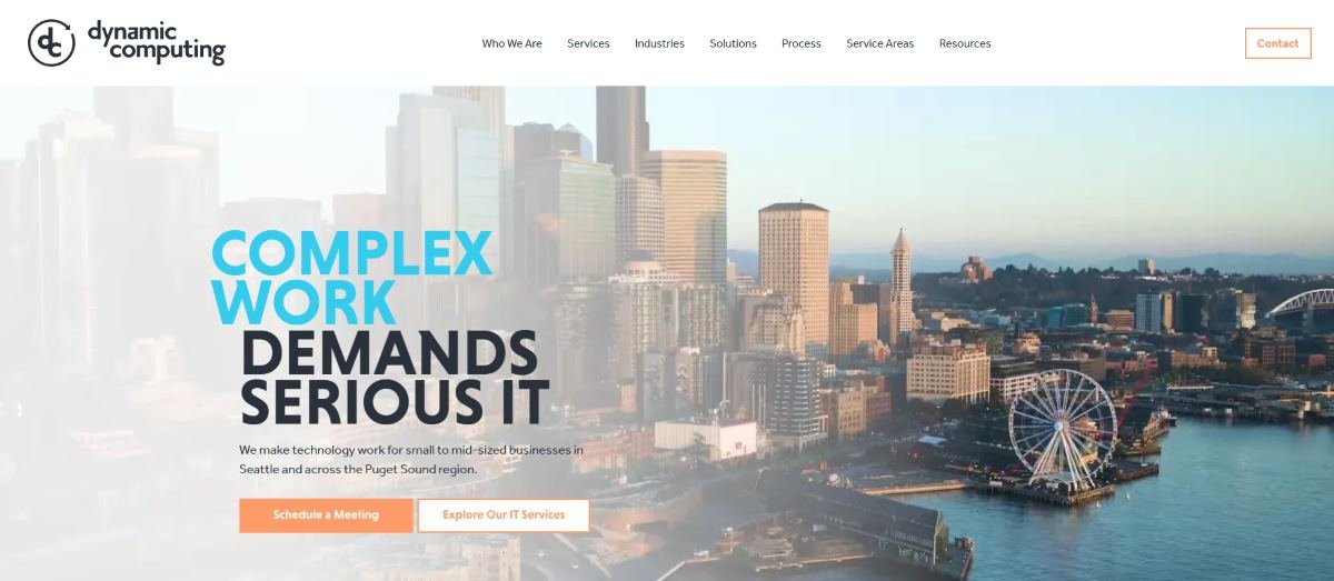 Dynamic Computing downtown Seattle independent managed IT homepage screenshot