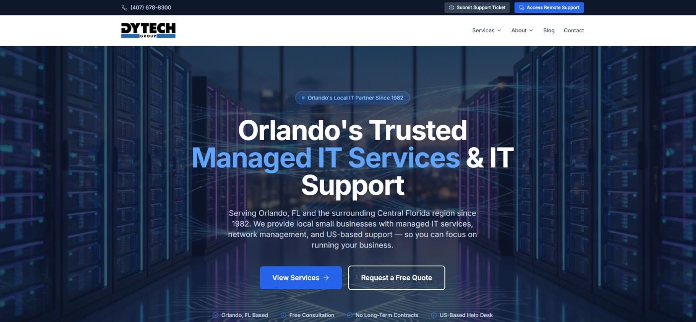 Dytech Group Orlando managed IT services since 1982 homepage