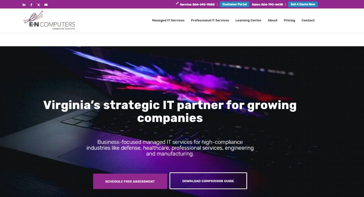 E-N Computers healthcare IT managed services Richmond VA homepage