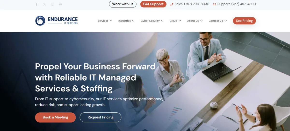 Endurance IT Services managed IT Virginia Beach government contractors homepage