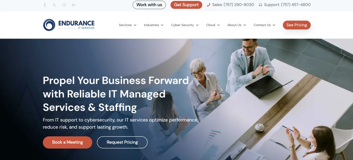 Endurance IT Services real estate IT managed services Virginia Beach homepage