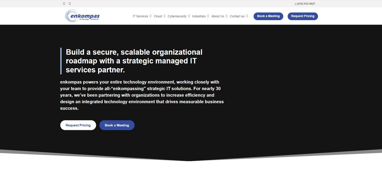 enkompas Technology Solutions Pittsburgh tech companies MSP homepage screenshot