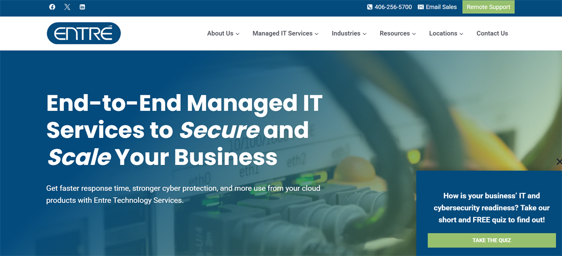 Entre Technology Services homepage — Billings, MT MSP serving the Rocky Mountain region since 1984