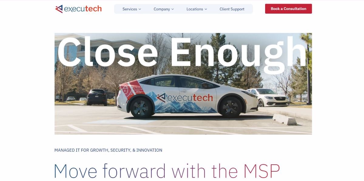 Executech Microsoft partner Seattle Shilshole satellite office homepage screenshot