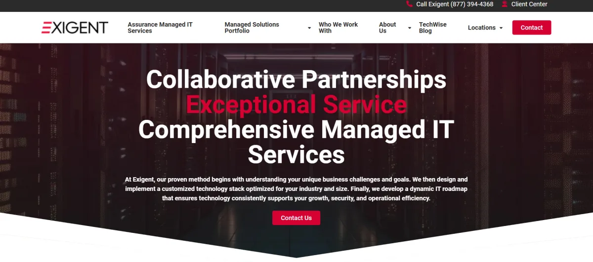 Exigent Technologies homepage - co-managed healthcare IT and HIPAA compliance in the New York metro