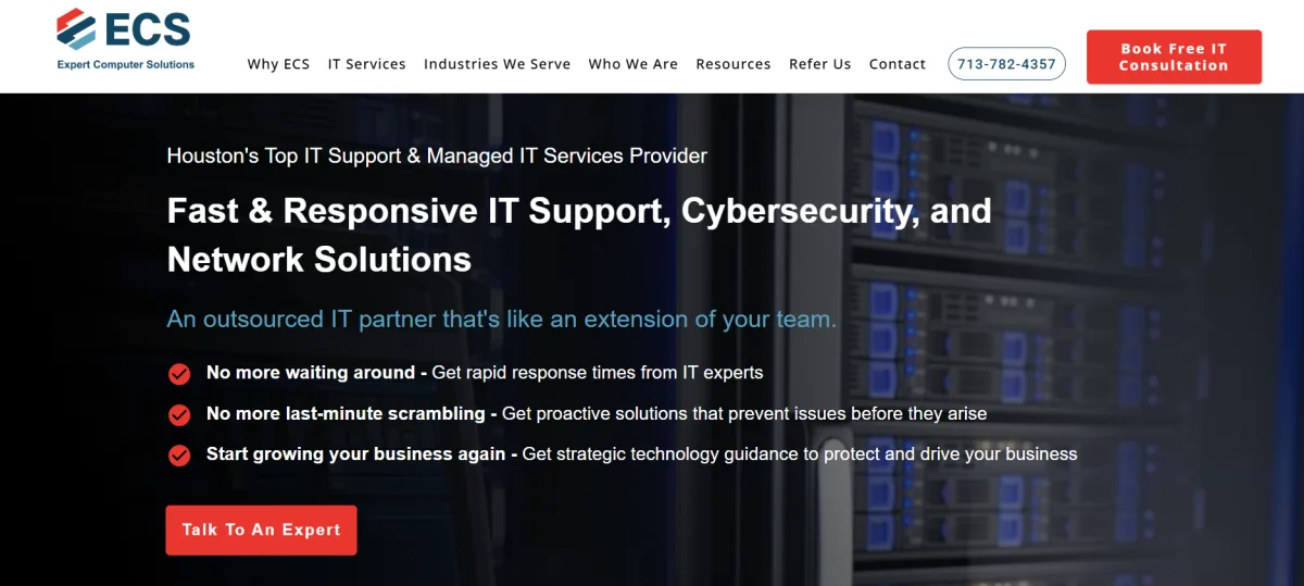 Expert Computer Solutions (ECS) managed IT in Houston - homepage