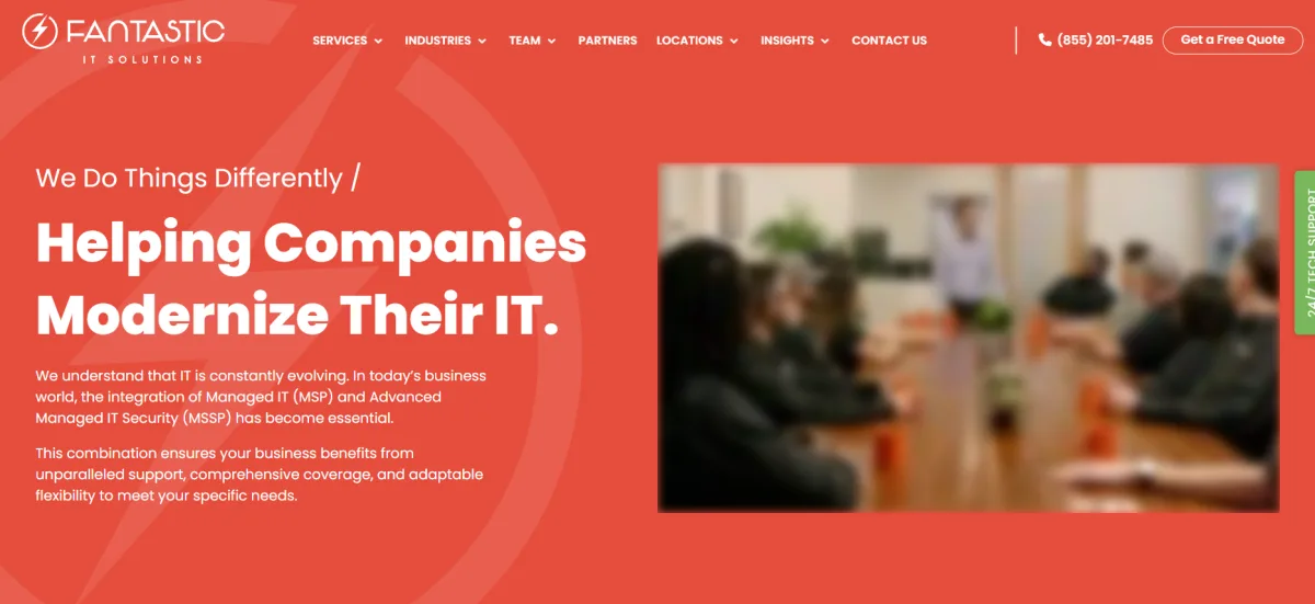 Fantastic IT homepage - managed IT services for real estate firms in the Los Angeles area