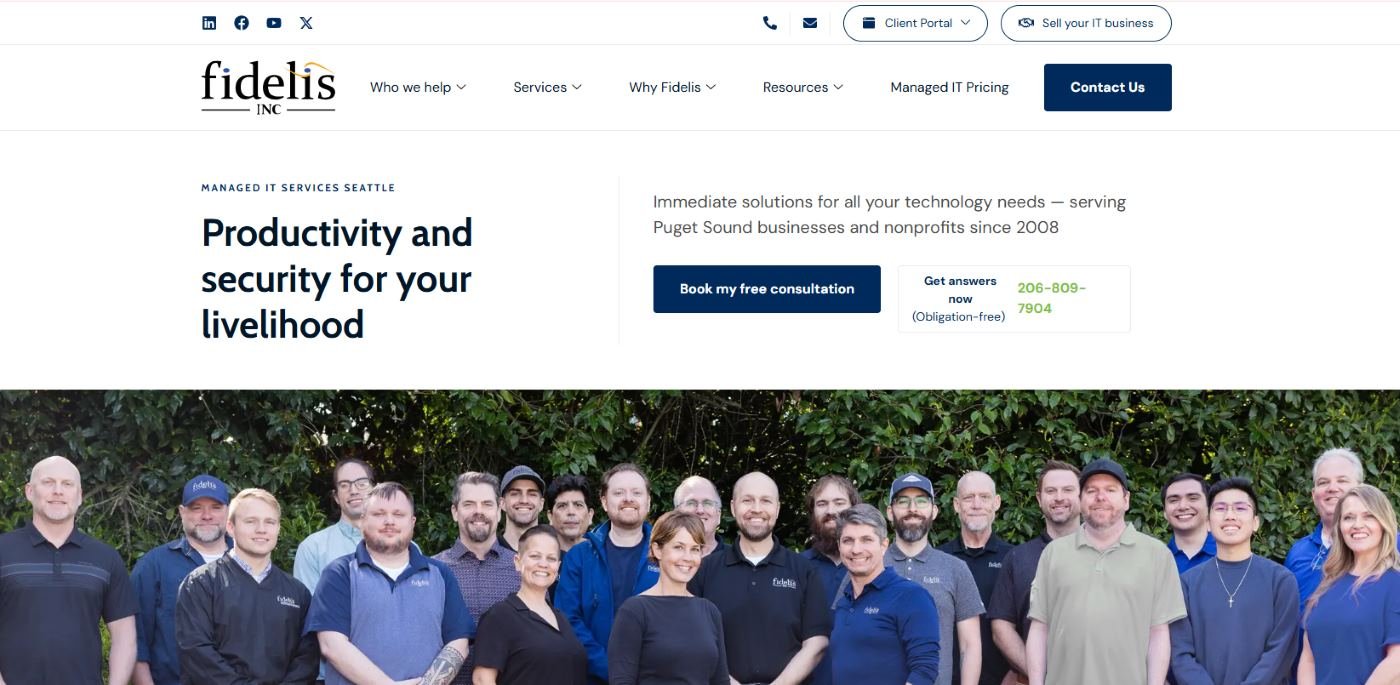 Fidelis managed IT services in Renton WA homepage screenshot