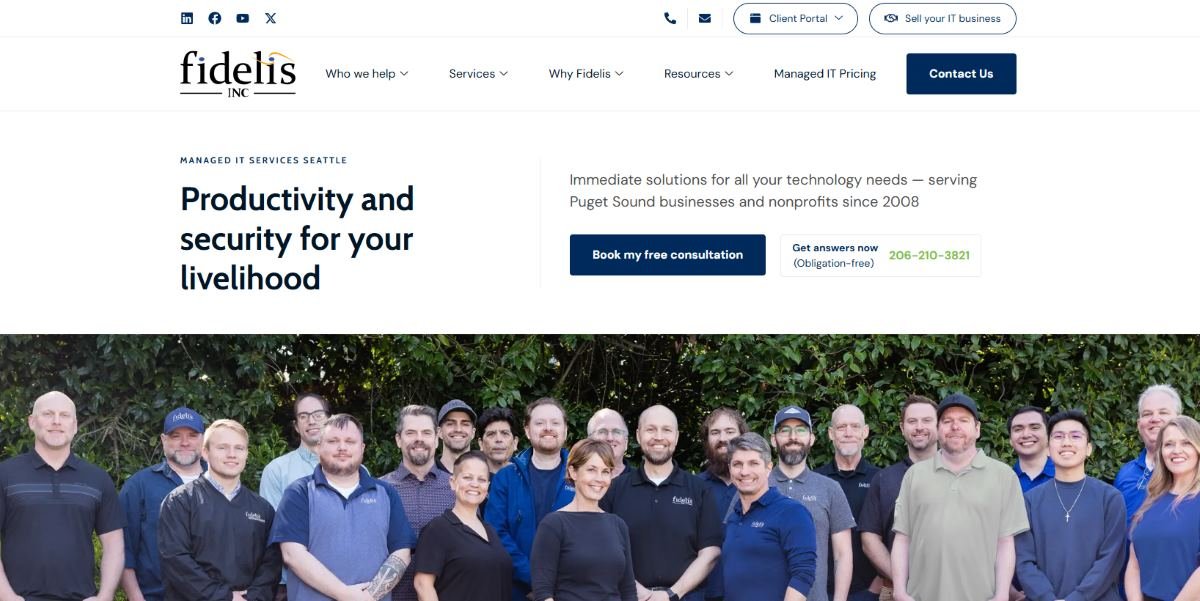 Fidelis managed IT services Renton WA nonprofit homepage screenshot