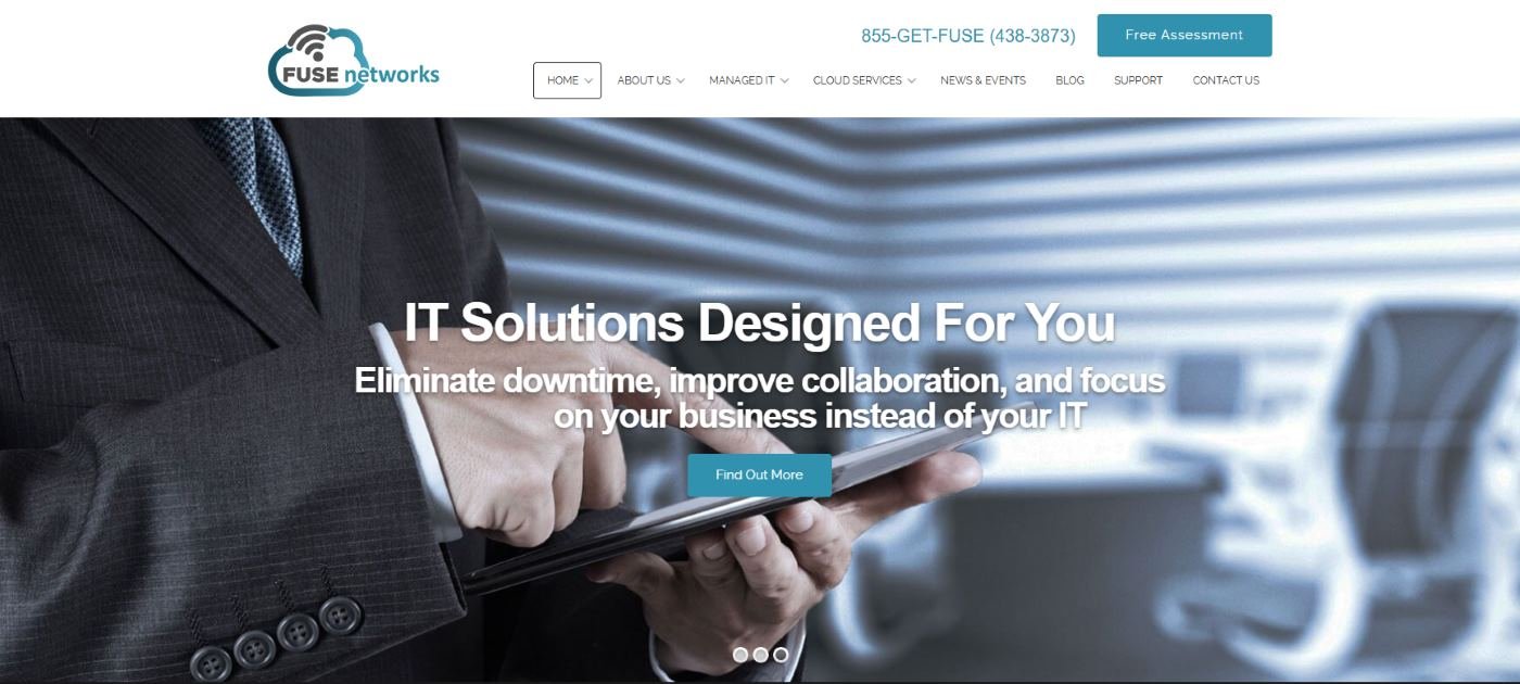 Fuse Networks HIPAA compliant MSP Tukwila Seattle homepage screenshot