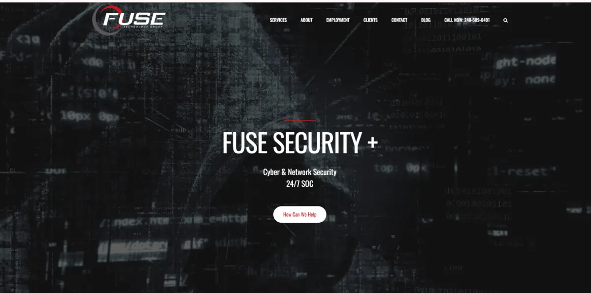 Fuse Technology Group cybersecurity and managed IT homepage in Ferndale, Michigan