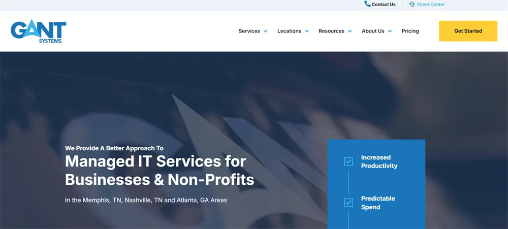 Gant Systems managed IT services for businesses and nonprofits Memphis homepage