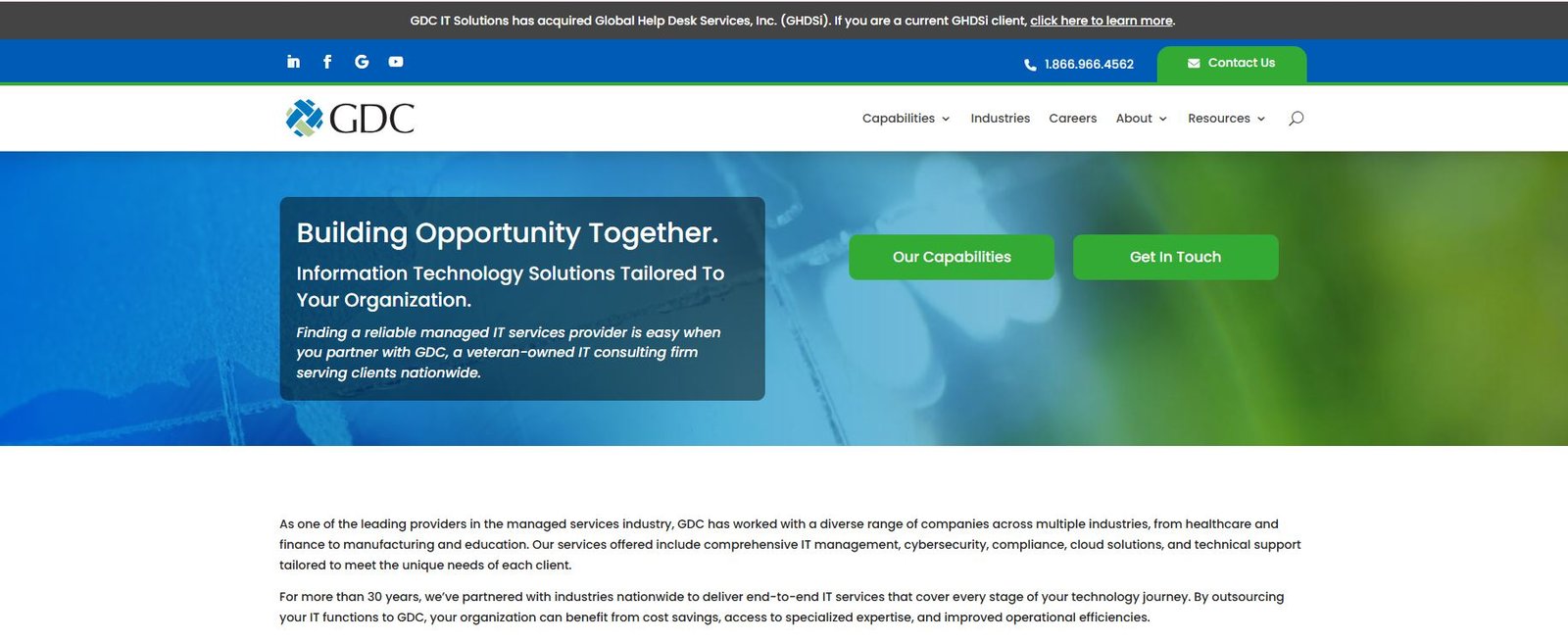 GDC IT Solutions veteran-owned hospitality managed services homepage