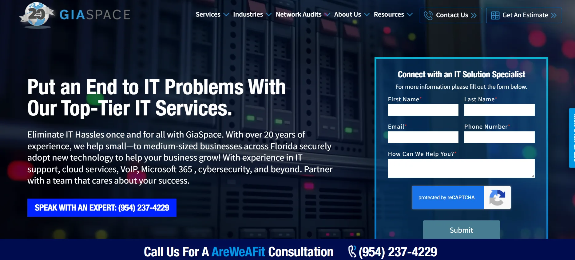 GiaSpace Fort Lauderdale managed IT services healthcare — homepage