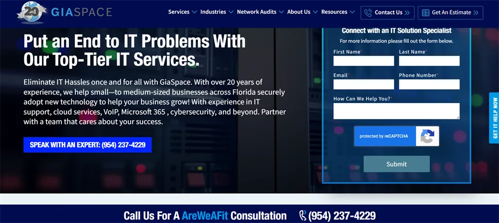 GiaSpace managed IT services for law firms in Fort Lauderdale FL homepage