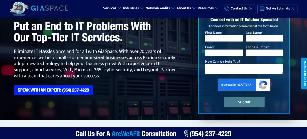 GiaSpace Fort Lauderdale managed IT services homepage