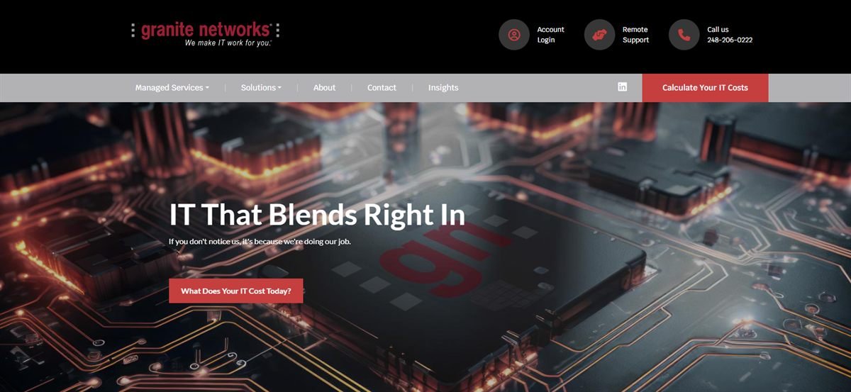 Granite Networks homepage screenshot Royal Oak Michigan