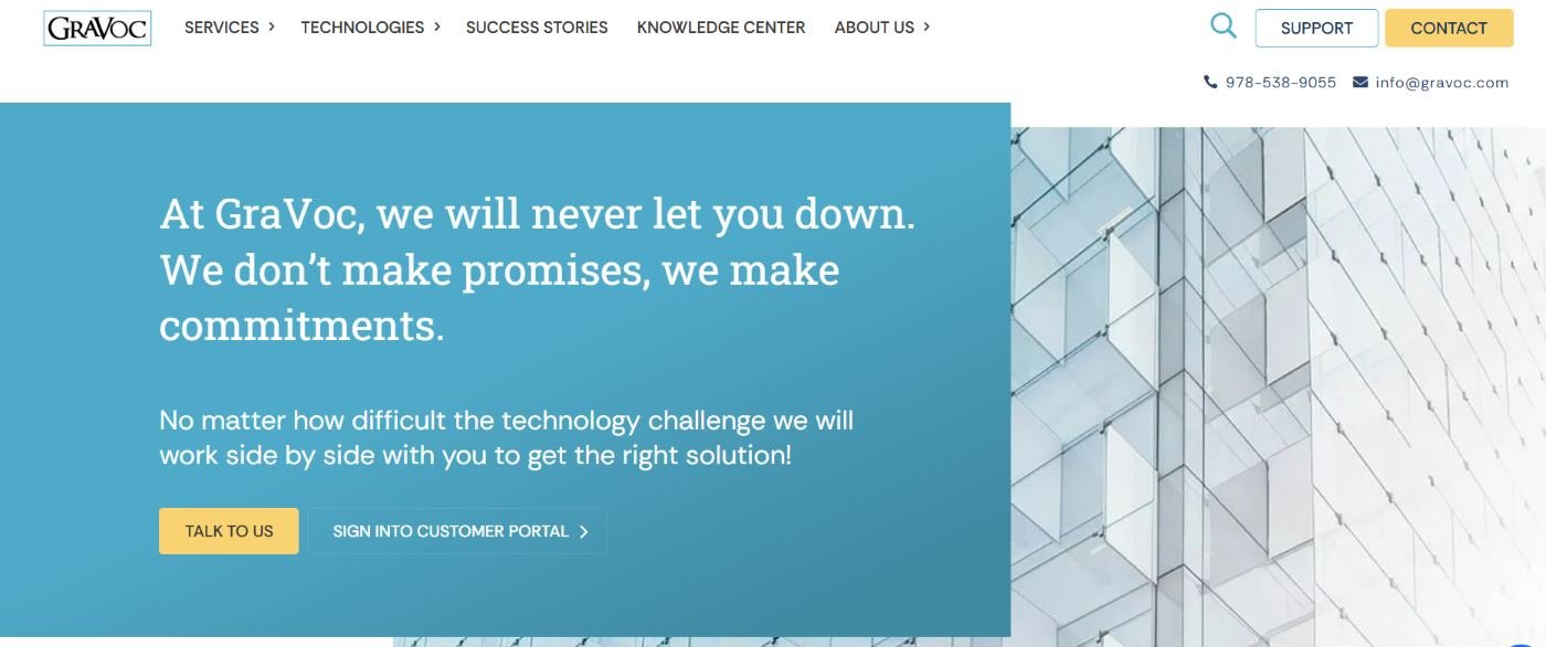GraVoc managed IT services Peabody Massachusetts homepage screenshot