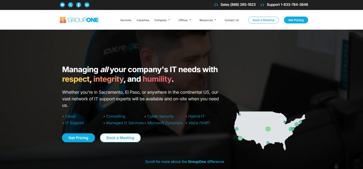 GroupOne IT managed IT services Sacramento agriculture homepage
