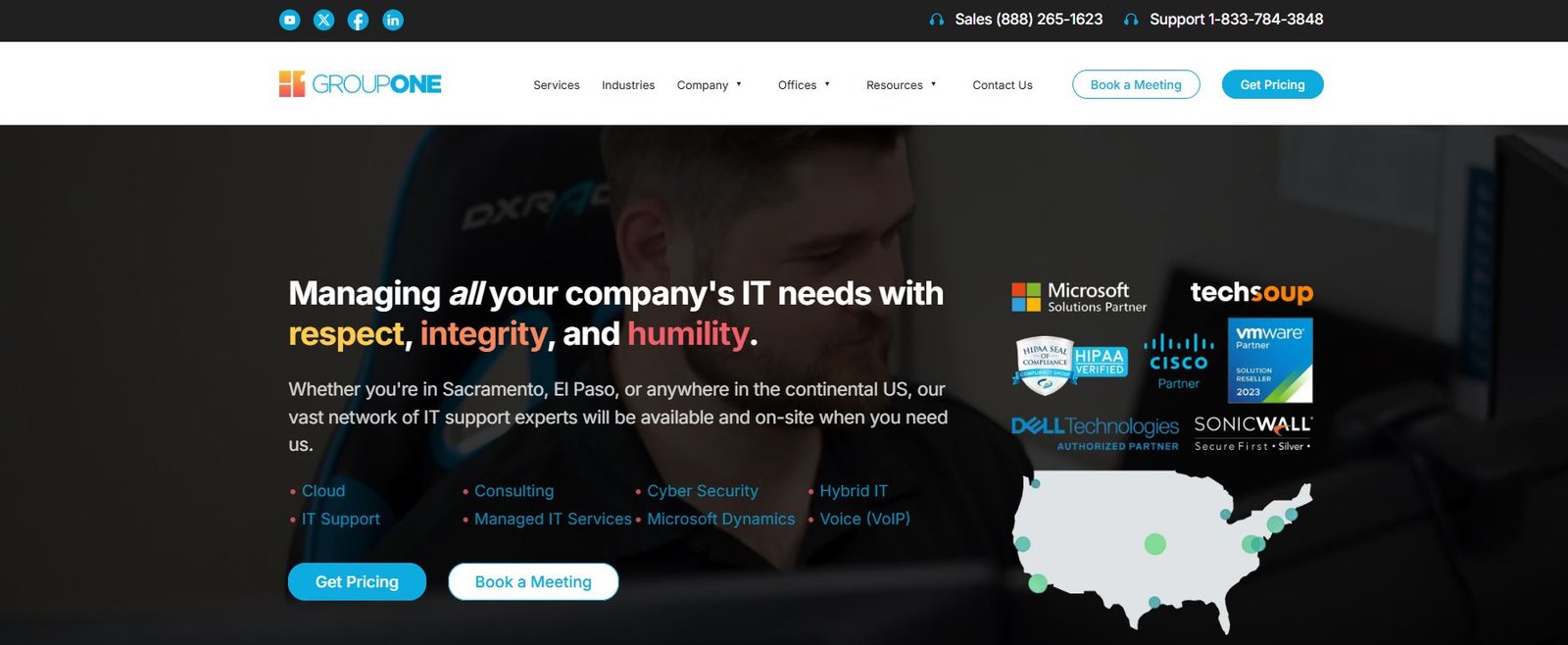 GroupOne IT precision agriculture and IoT managed IT services in California homepage screenshot