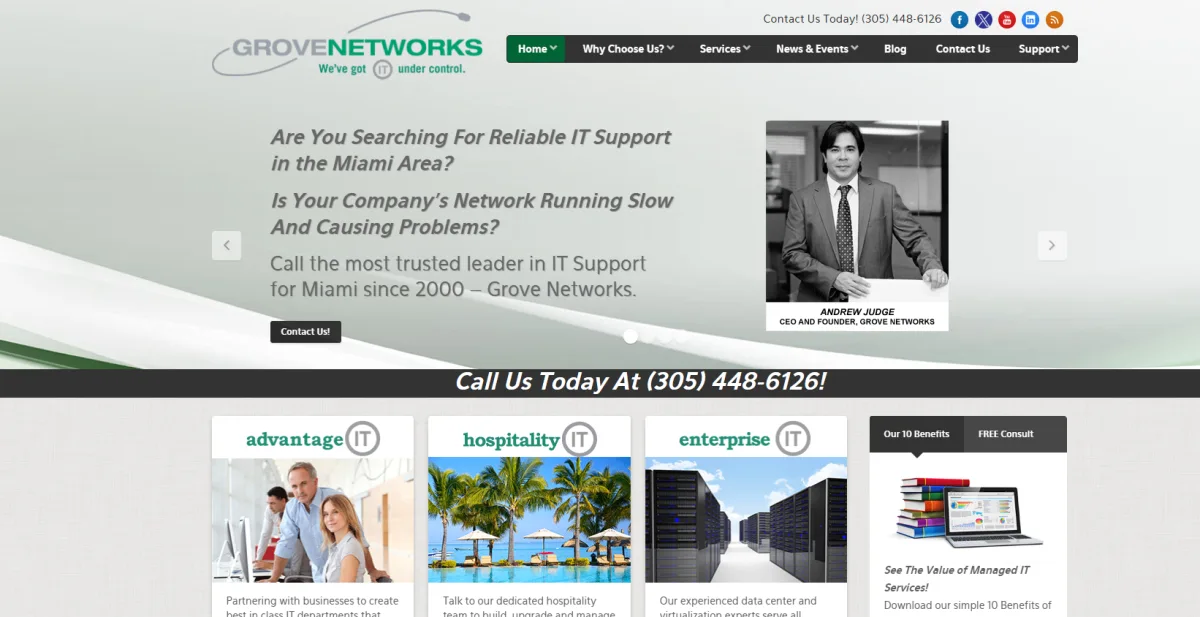 Grove Networks hospitality IT Miami homepage