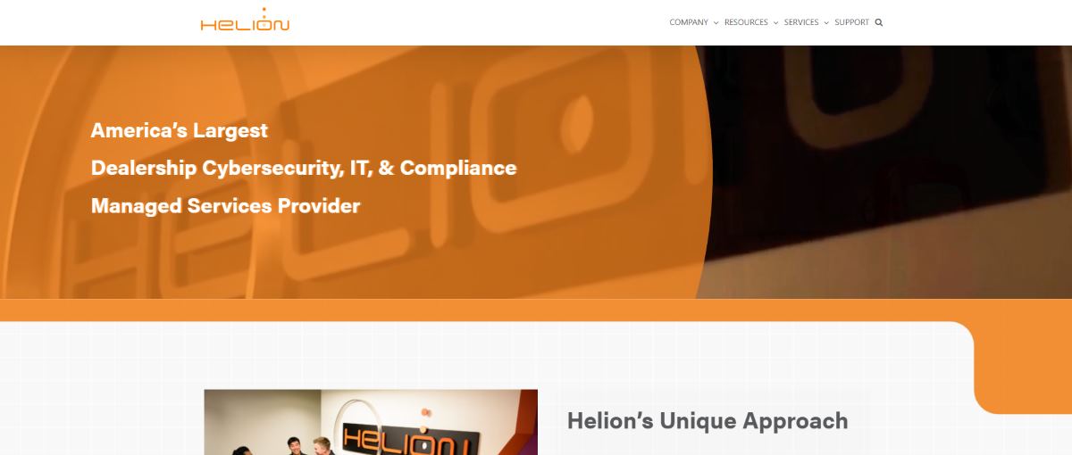 Helion Technologies managed IT for auto and truck dealerships homepage screenshot