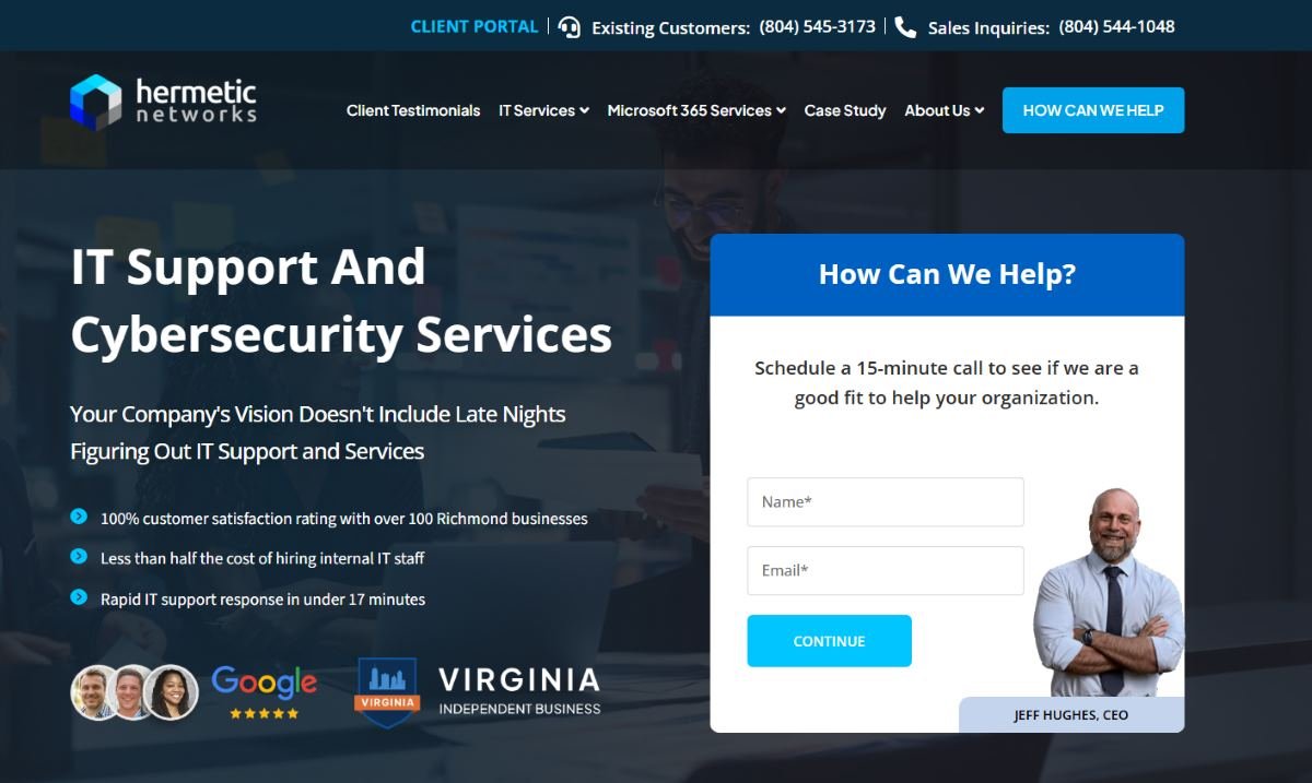 Hermetic Networks managed IT services for legal and professional services firms in Richmond VA homepage