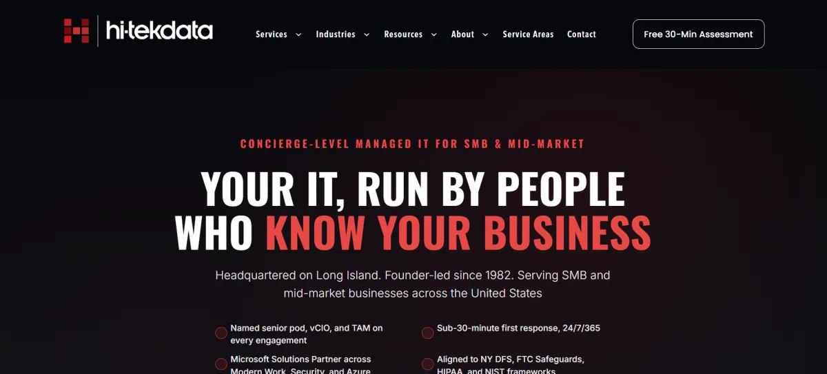 Hi-Tek Data homepage - Long Island managed IT services for healthcare practices in New York