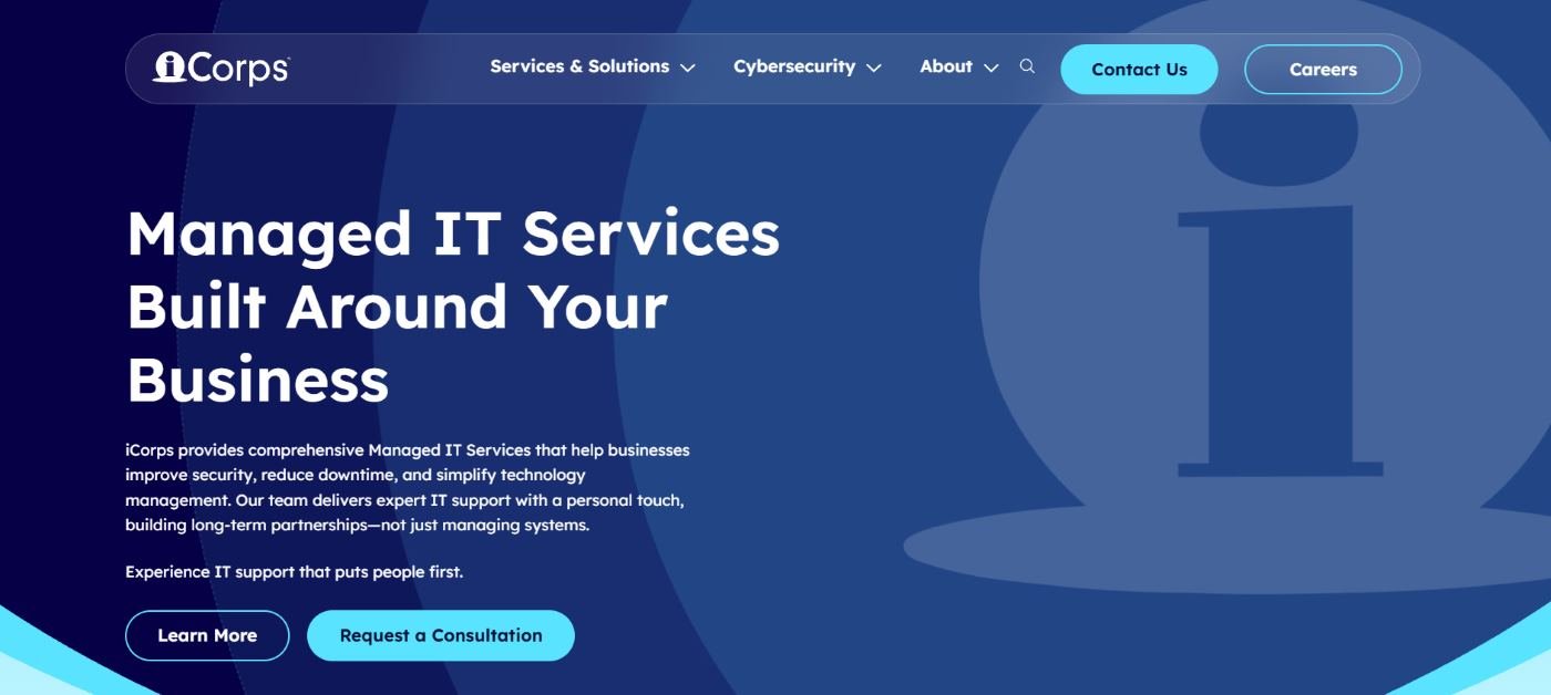 iCorps Technologies managed IT services Boston homepage screenshot
