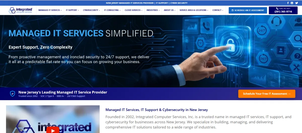 Integrated Computer Services NJ logistics IT managed services homepage