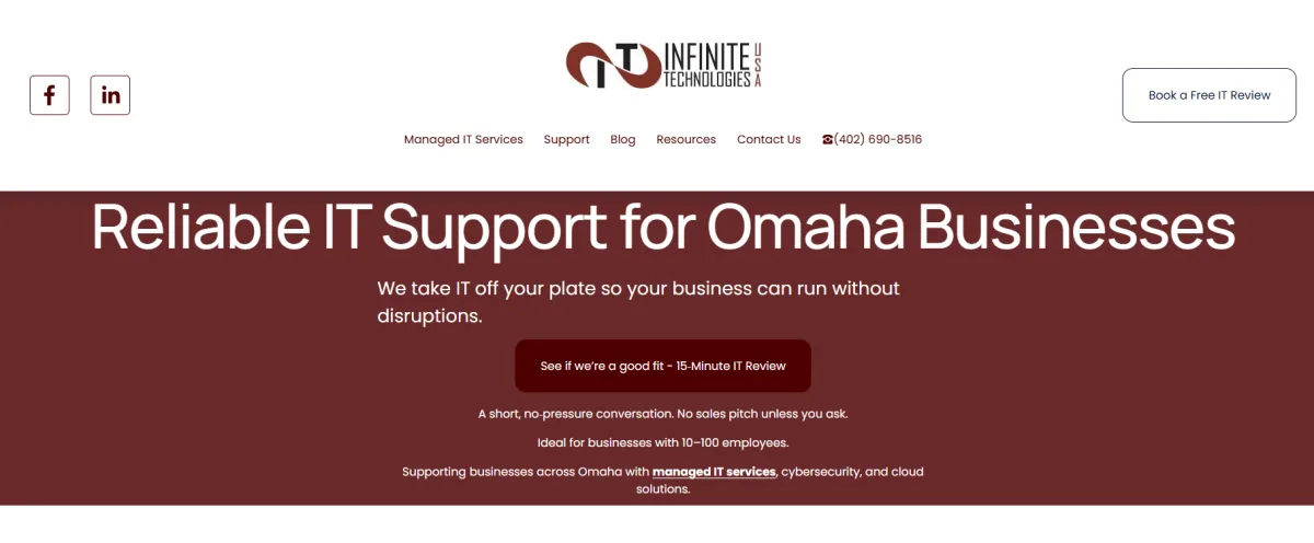 Infinite Technologies USA healthcare IT support Omaha homepage