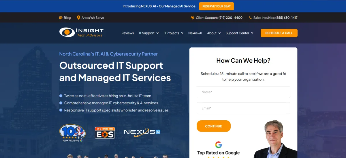 Insight Tech Advisors managed IT for banks and credit unions in Raleigh — homepage