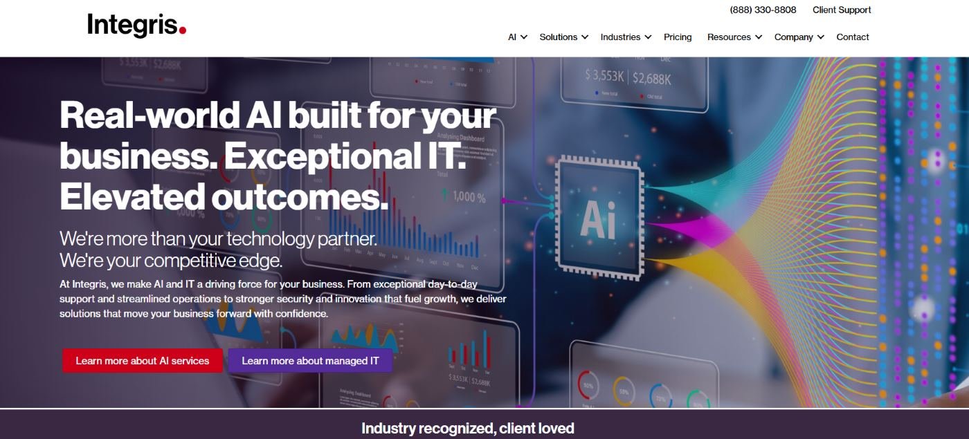 Integris healthcare managed IT services Dallas TX homepage screenshot