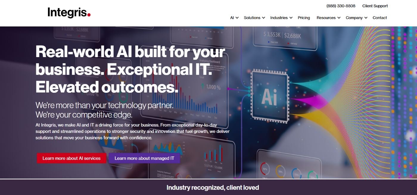 Integris managed IT services for professional services firms Dallas TX homepage screenshot