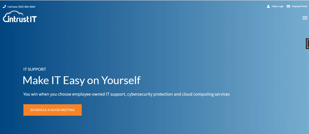 Intrust IT Cincinnati managed IT healthcare services homepage